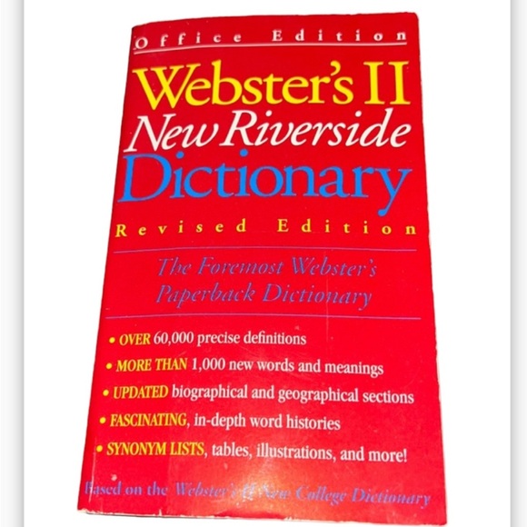 Webster Other - Webster's II (2) New Riverside Dictionary Paperback Book